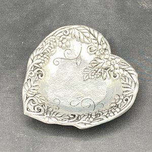 Vintage 19?9 Carson Pewter Trinket Dish Heart Design Pewter Dish